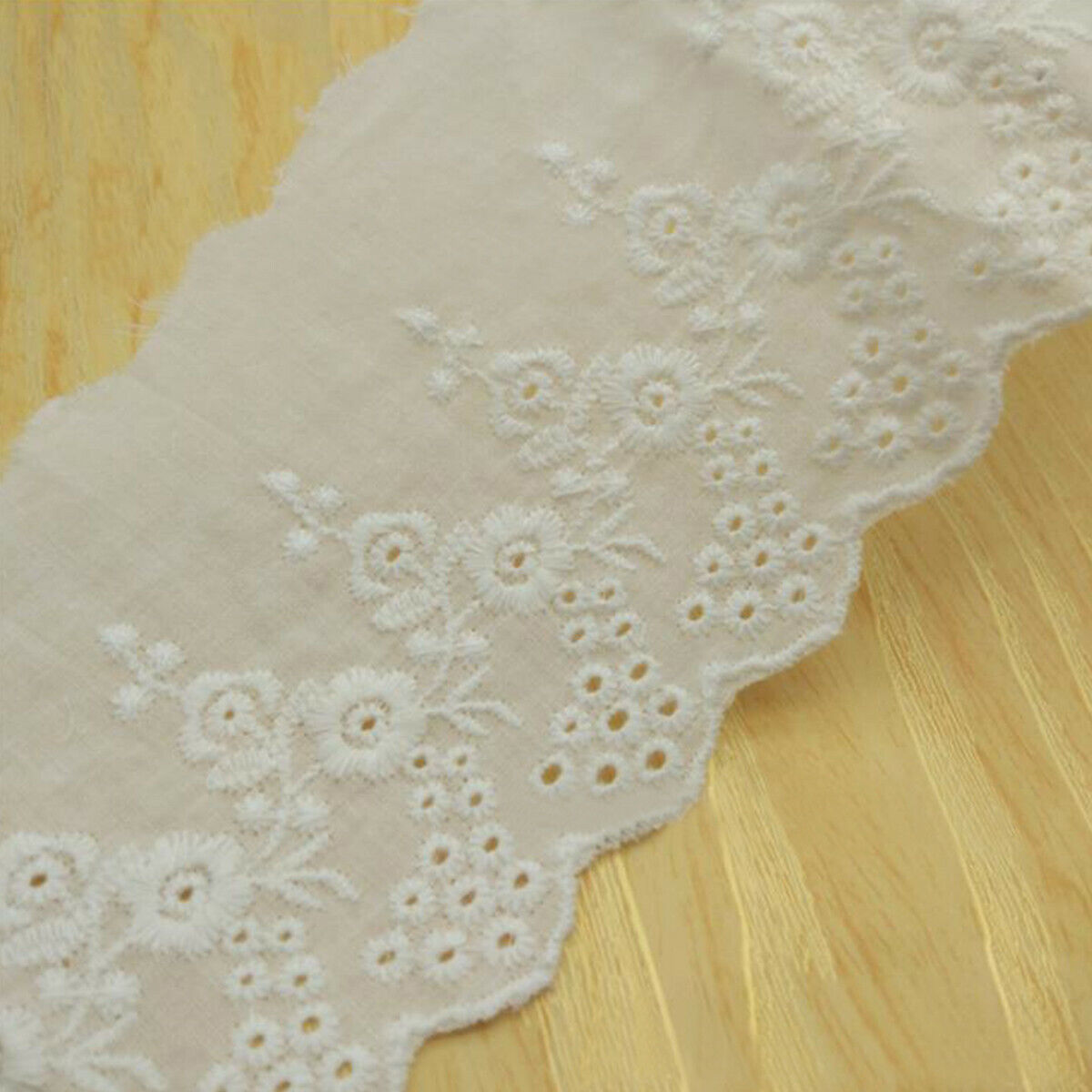 1 Yard Pure Cotton Embroidery Lace Trim Collar Decor Fabric Sewing Accessories