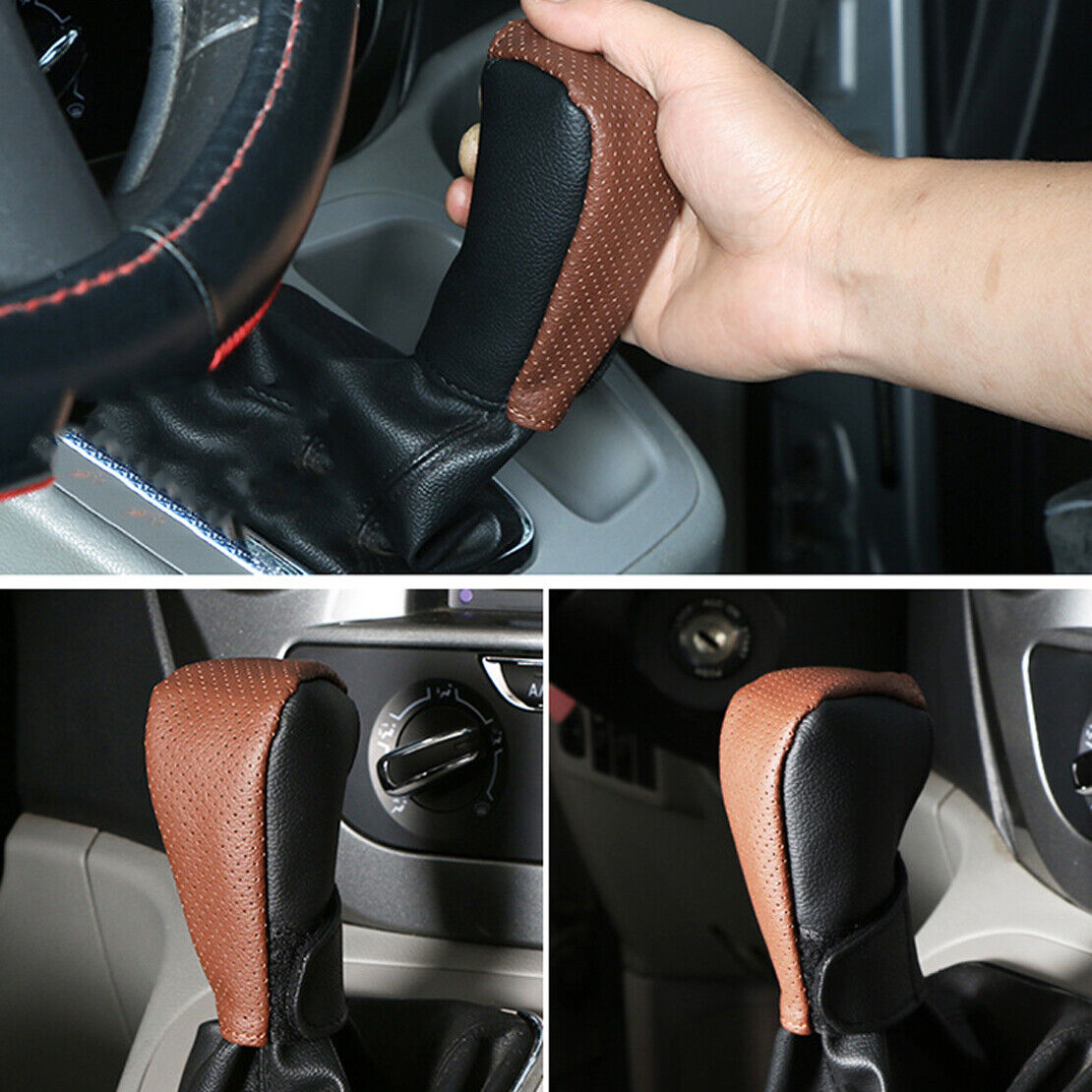 Gear Shift Knob Cover Handbrake Lever Hand Non-Slip Protector for Car Truck