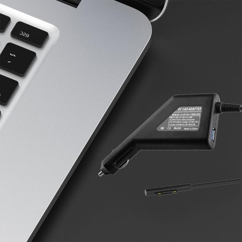 Quickly Surface Laptop Car Charger 12V 2.58A Adapter USB Portable Fast Charging