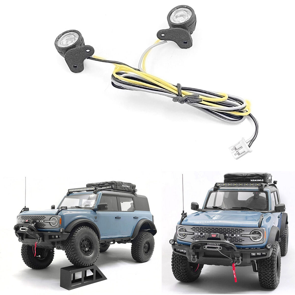 Front Bumper Side Lamp with LED Light for Ford Lima BRONCO Trx-4 RC Car Upgrade