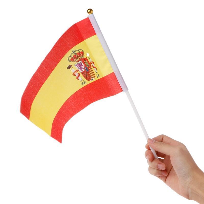 5Pcs Spanish Hand Waving Flags Spain Crest Banners Sports Opening Outdoor Decor