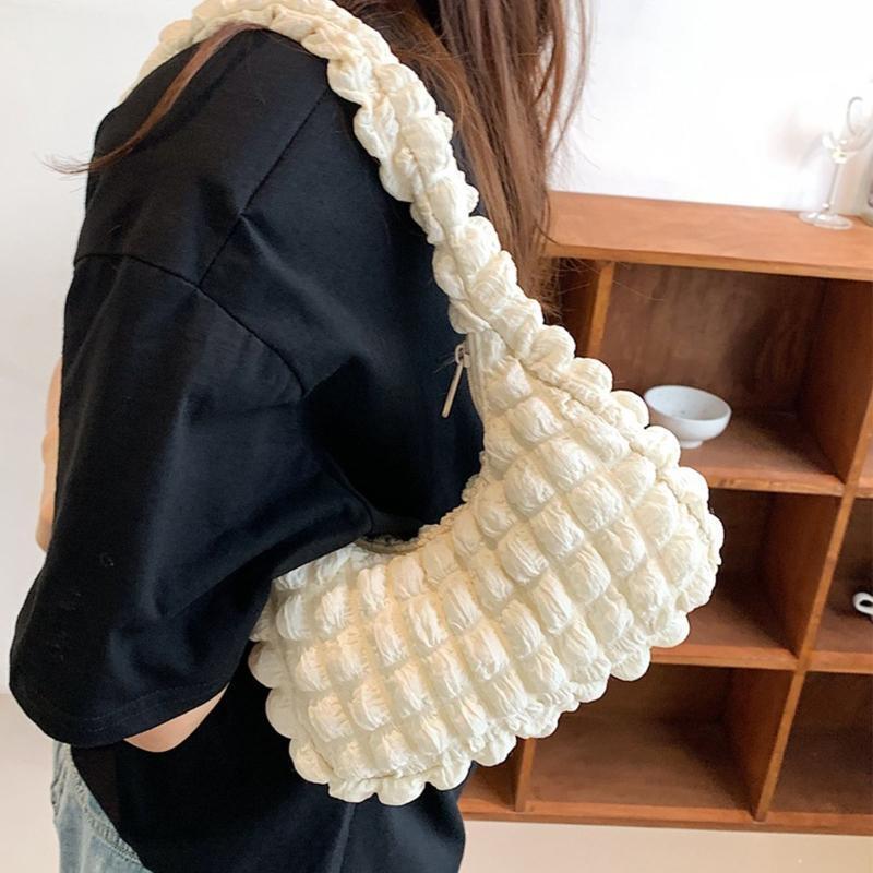 Small Square Bag Underarm Bag Shoulder Bag Pleated Cloud Bag for Valentine's Day