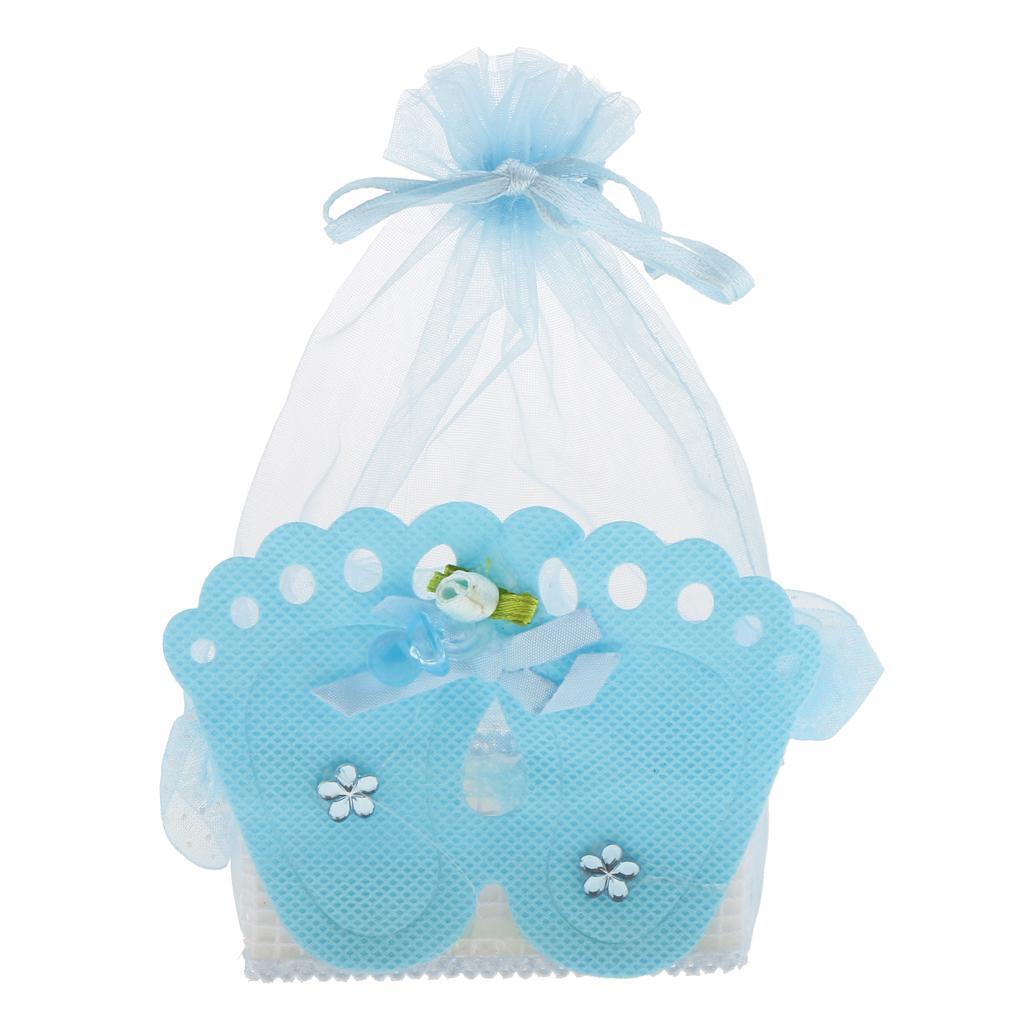 24 Pieces Baby Footprint Gift Box Girl Boy Baby Shower Candy Bags Favor Blue