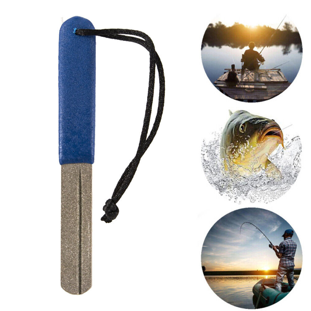 Double Groove Fishing Hook Sharpener Outdoor Diamond Fishhook Grindstone