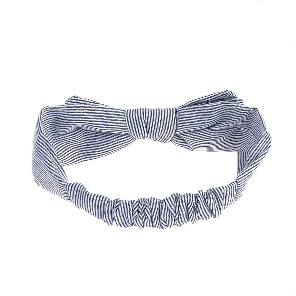 Korean Stripe Bow Knot Baby Hair Band Infant Elastic Headband(Sky Blue)