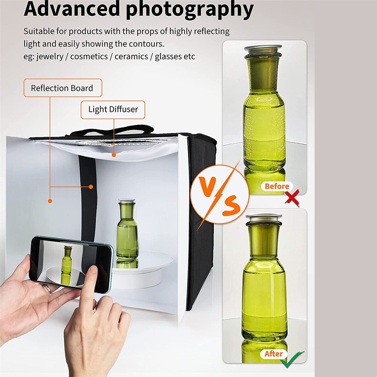 Portable Photo Studio LED Light Tent Bar Cube Soft Box Room Photography 30cm