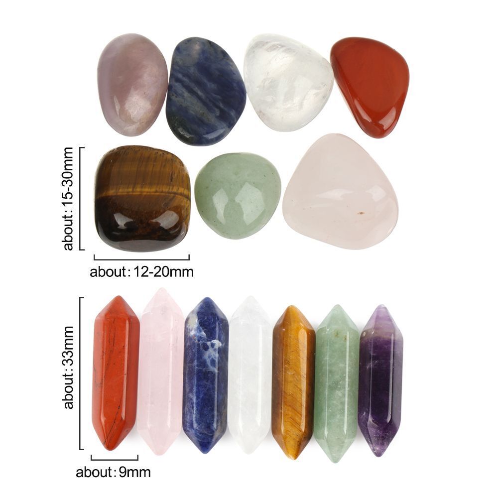 Stone Obelisk Quartz Crystals Seven Chakra Stones Set Reiki Mineral Specimen
