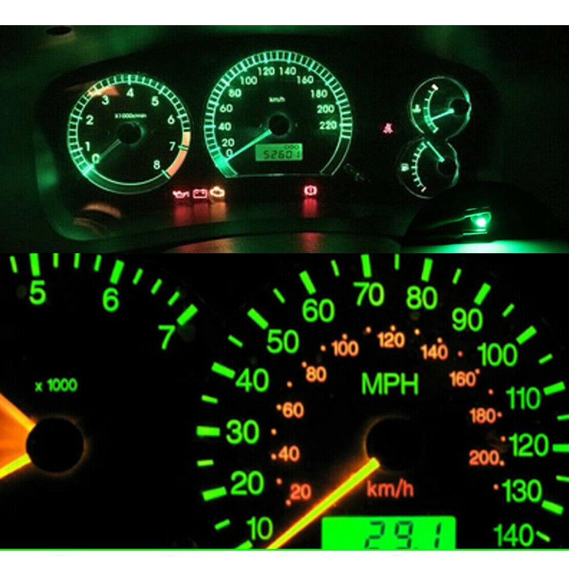 10Pcs T5 B8.5D 5050 SMD Car LED Dashboard Gauge Instrument Light Bulbs 12V