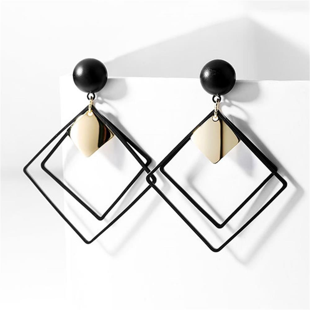 New Accessories Women Jewelry Geometric Earrings Long Black