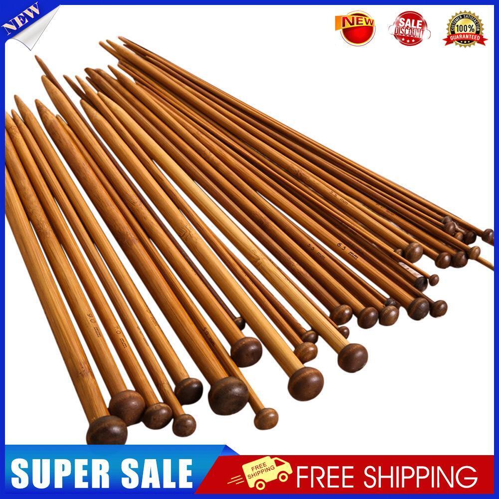36pcs 18 Size Carbonize Bamboo Single Pointed Crochet Knitting Needles