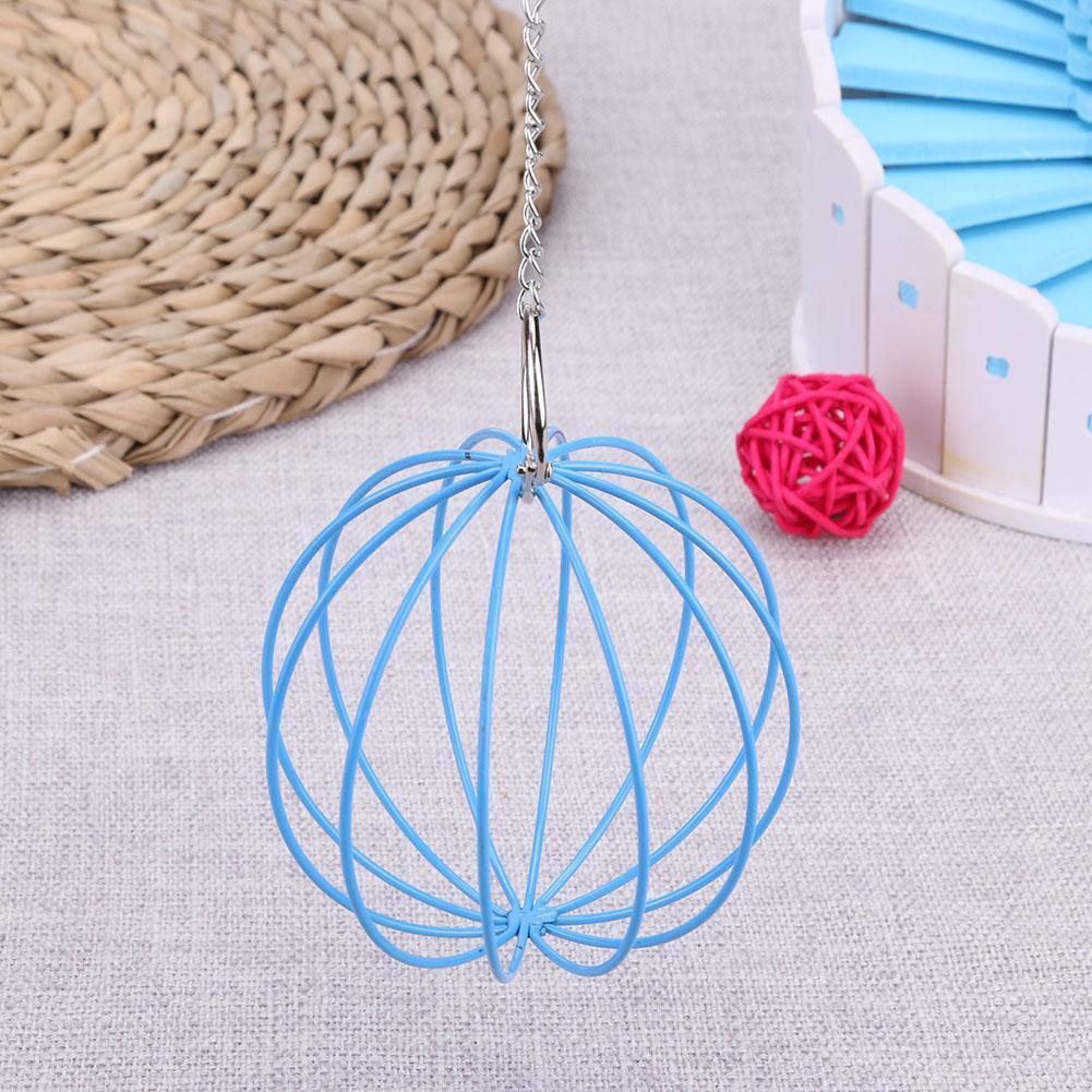 Stainless Steel Plating Pet Hay Manger Food Ball Rabbit Grass Rack (Blue)