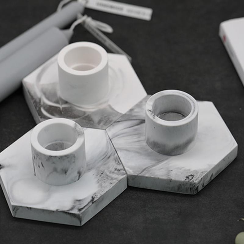 Hex Rod Candlestick Base Silicone Mold Holder Candlestick Mould for Round Candle