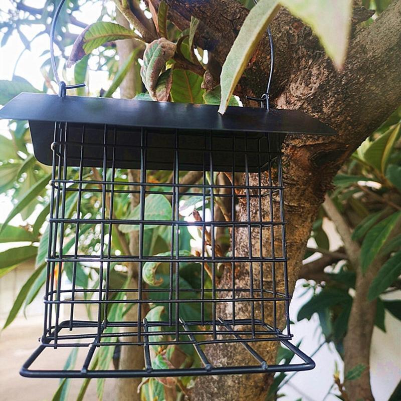 Suet Bird Feeder for Outside Suet Wild Bird Feeder with Hanging Metal Roof