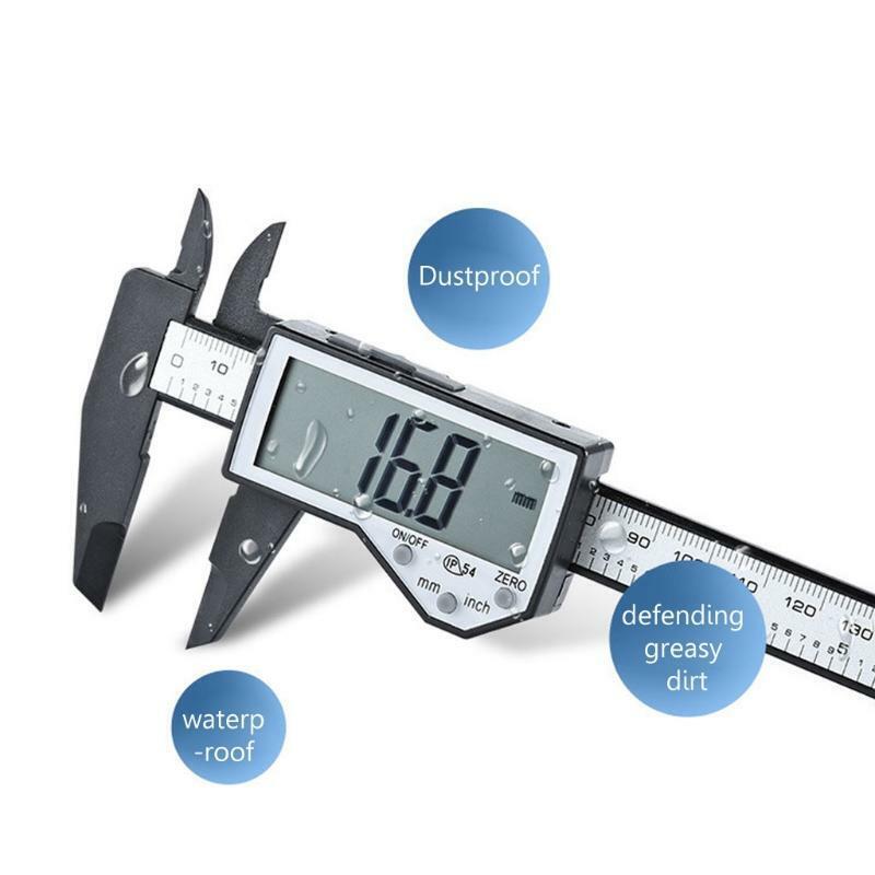 Digital Caliper Waterproof IP54 Large LCD Screen Carbon Fiber Vernier 0-150mm 6"