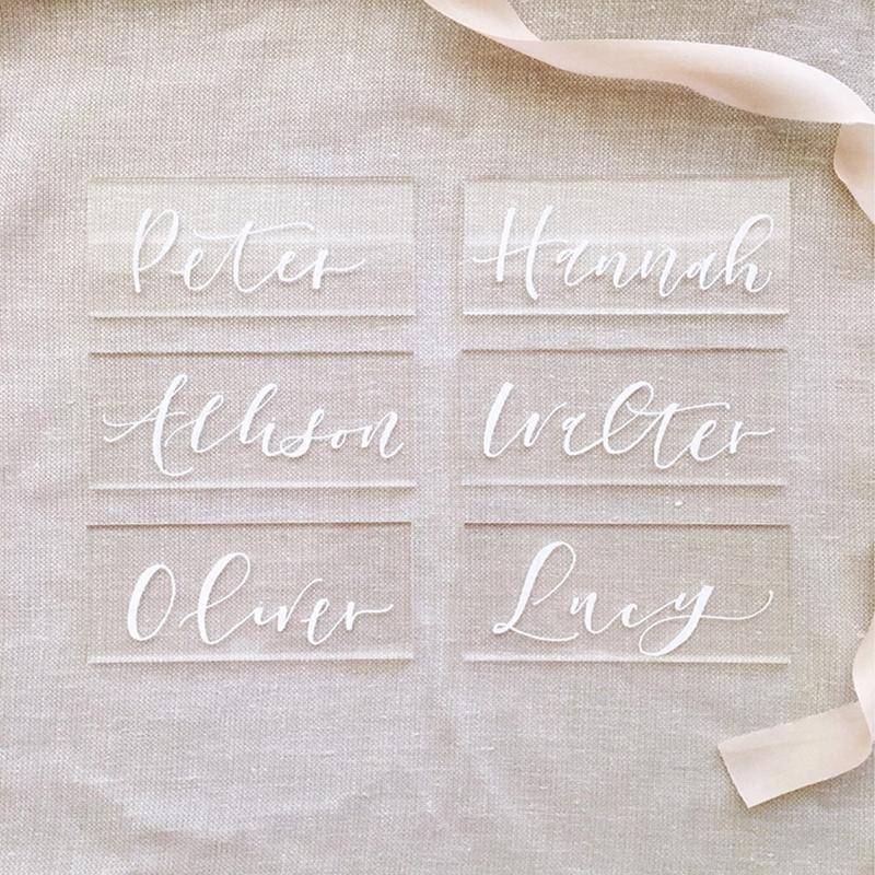 Table Seating Name Cards Acrylic Plates Tiles for Wedding Banquet Dinner 10 Pack