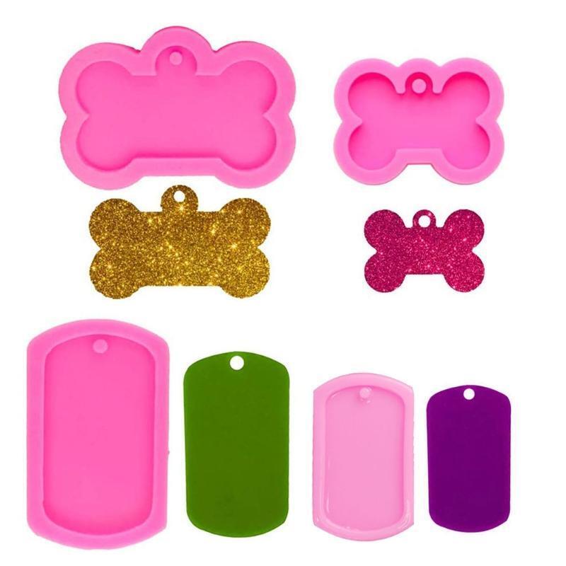 Pet Necklace Pendant Silicone Mold Keychain Pet Dog Tag Casting Mold Handicrafts