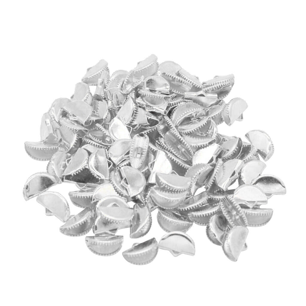 100pcs Semicircular Ribbon Crimp End clip and clamp Belt Tip Connectors