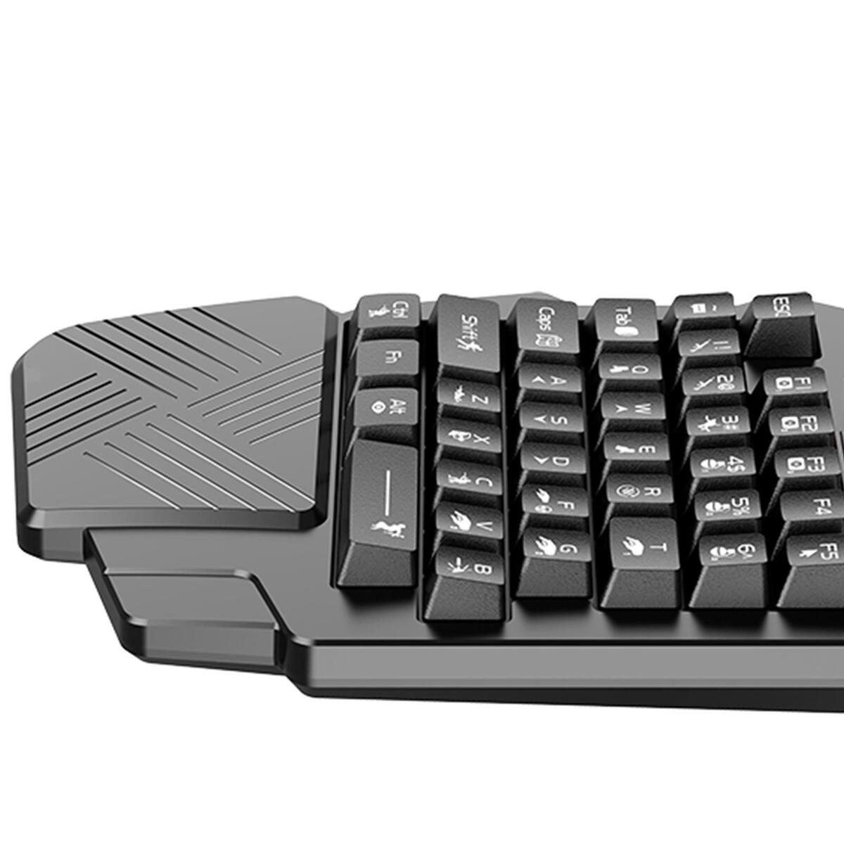 One Handed Gaming Keyboard 35 Keys Portable with Wrist Support for Game