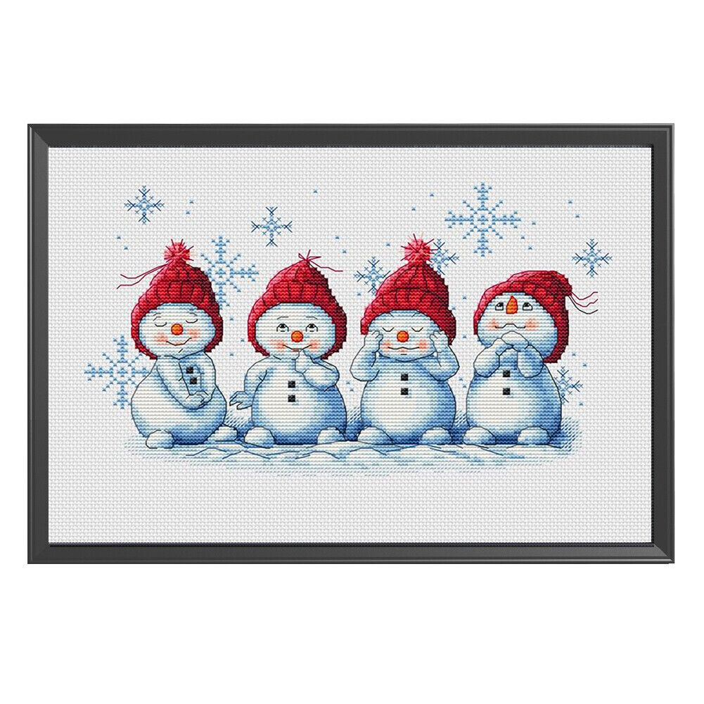 11CT Stamped Snowman Cross Stitch Kits Ecological Cotton Thread Needlework