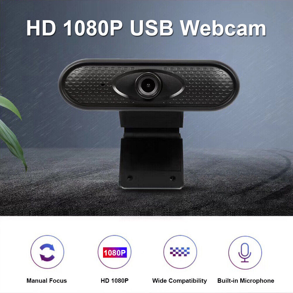 2MP USB Webcam with Built-in Mic Manual Focus 1080P HD PC TV Web Camera