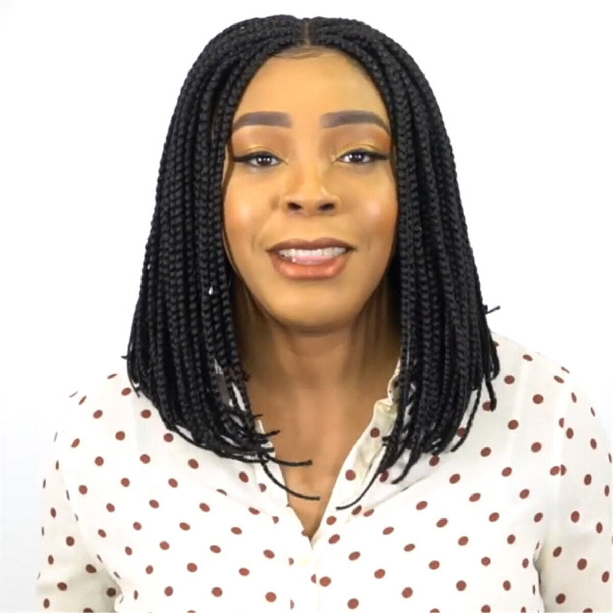 African Short Braided Bob Wigs Synthetic Hair Box Braid Wig for Black Women 14"