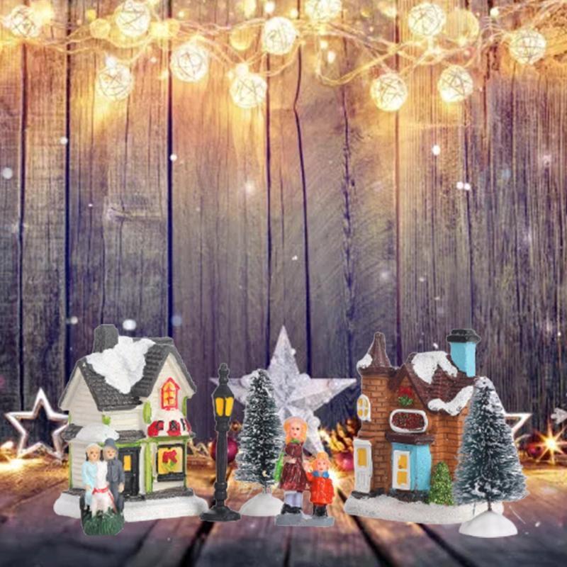 Mini Christmas Ornaments 10 Pcs Village Adornment for Christmas Crafts Set