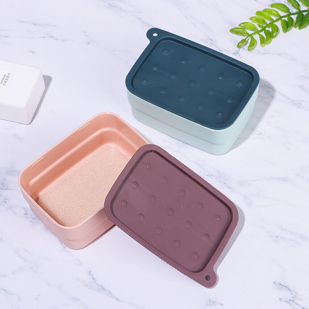 Sponge with Cleaning Brush Travels Soap Case Soap Dish Soapbox Storage Box