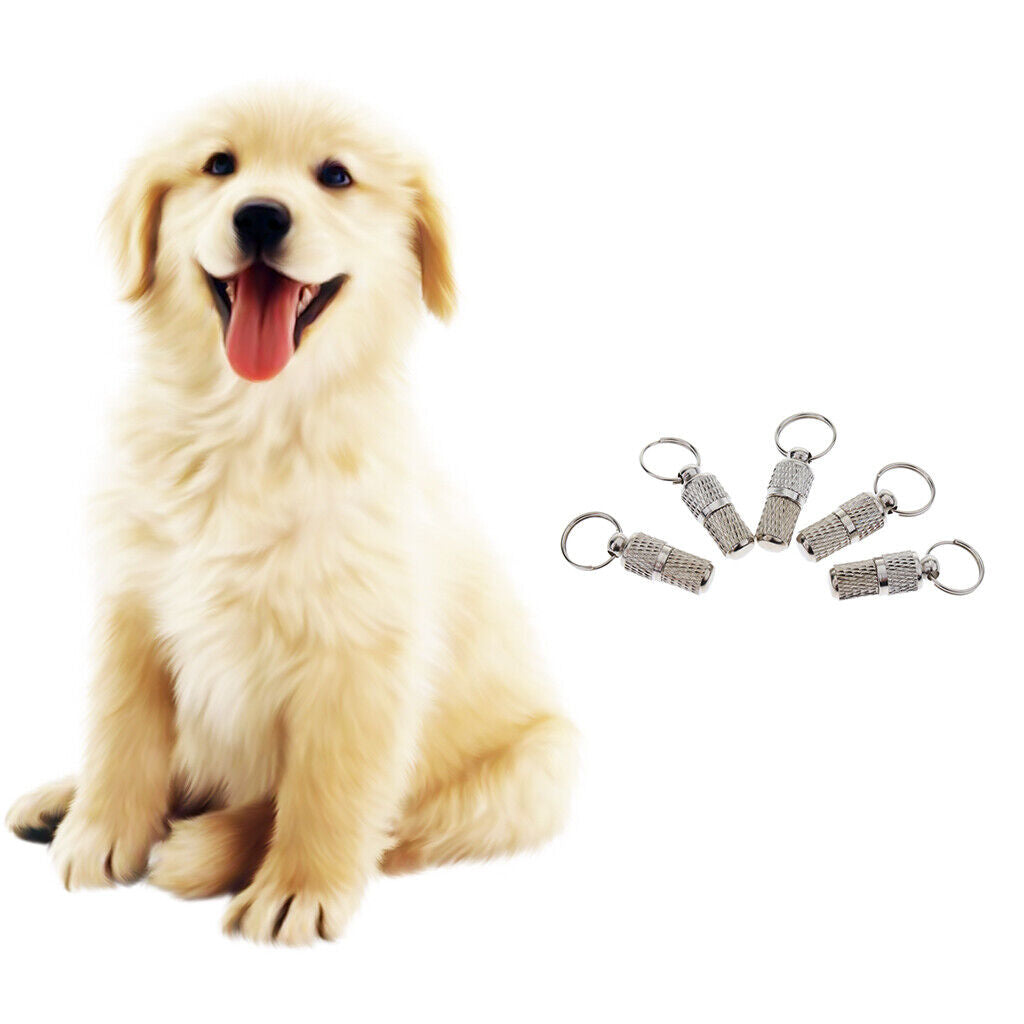 5Pcs , Anti- Pet  Puppy ID Address  Label Tag Barrel Tube