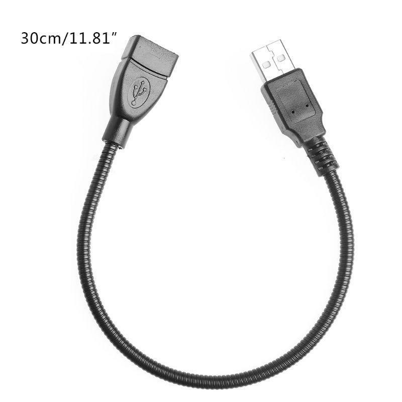 Flexible Metal USB 2.0 Male To Female Data Power Cord Stand Extension Cable 30CM