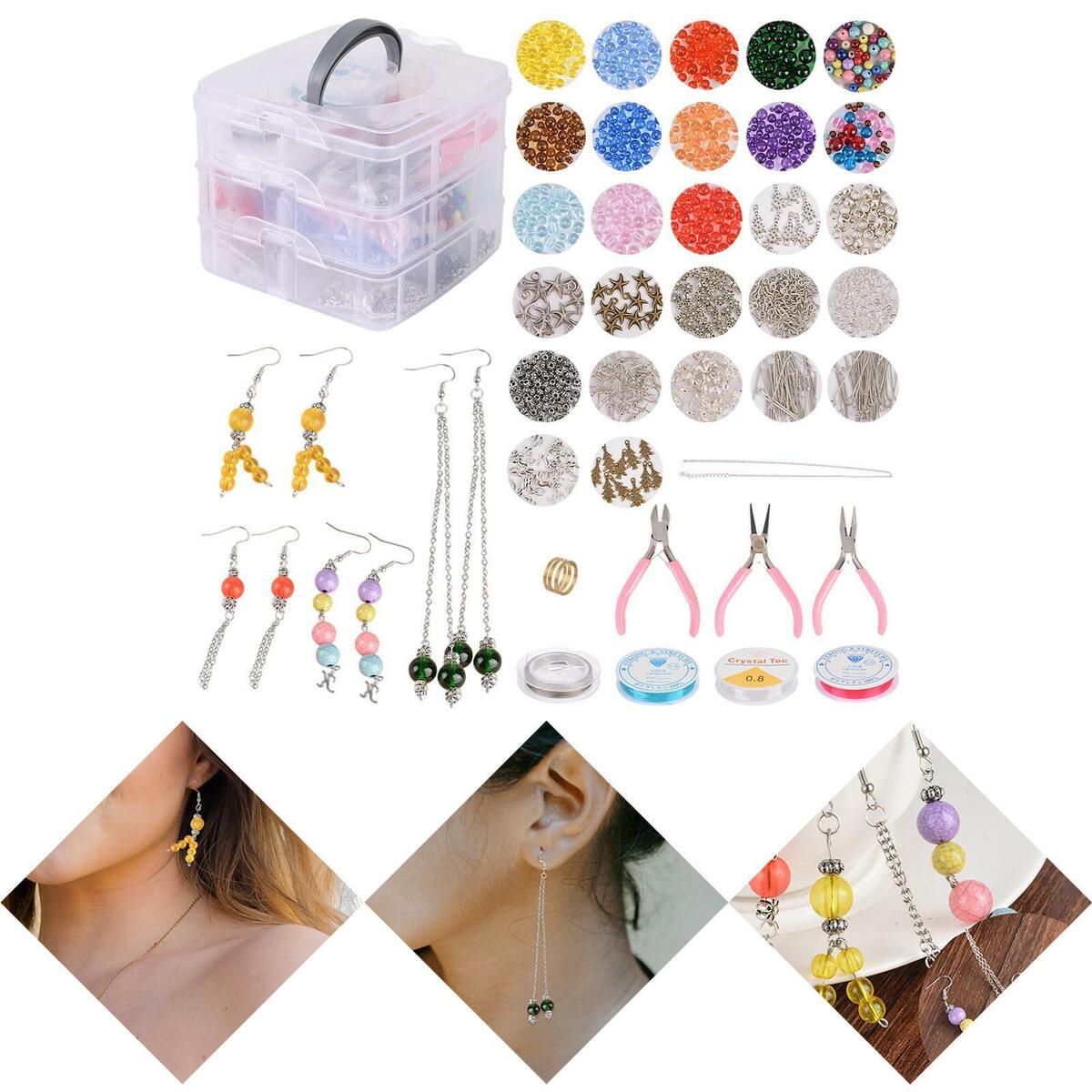 1506x Jewelry Making Supplies Kit Earrings DIY Bracelets Extension Chain