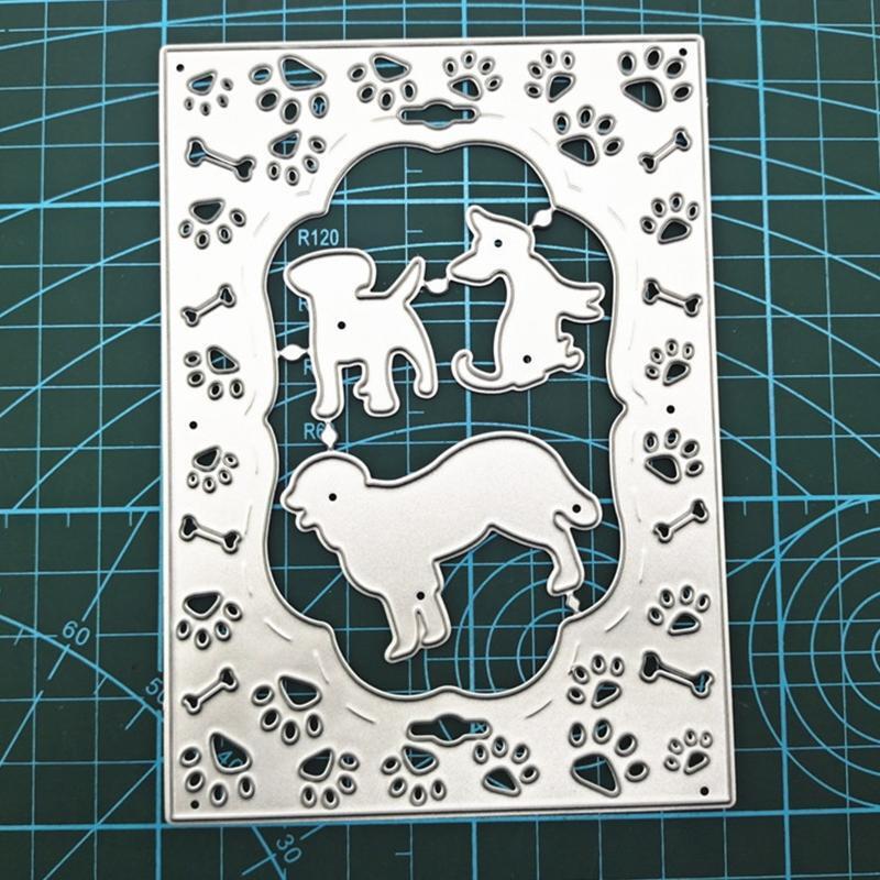 Cat Dog Bone Footprint Metal Cutting Dies Stencil Scrapbooking DIY Album Stamp