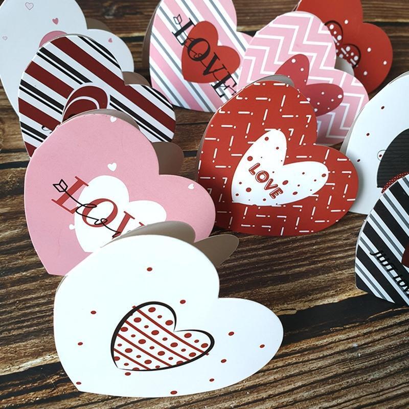 Mini Heart Shape Folding Greeting Cards Set of 120 Paper Blessing Card