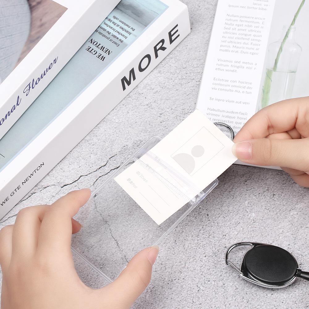 Clear Reel Clip ID Card Holder Credit Card Case Retractable Badge Holders