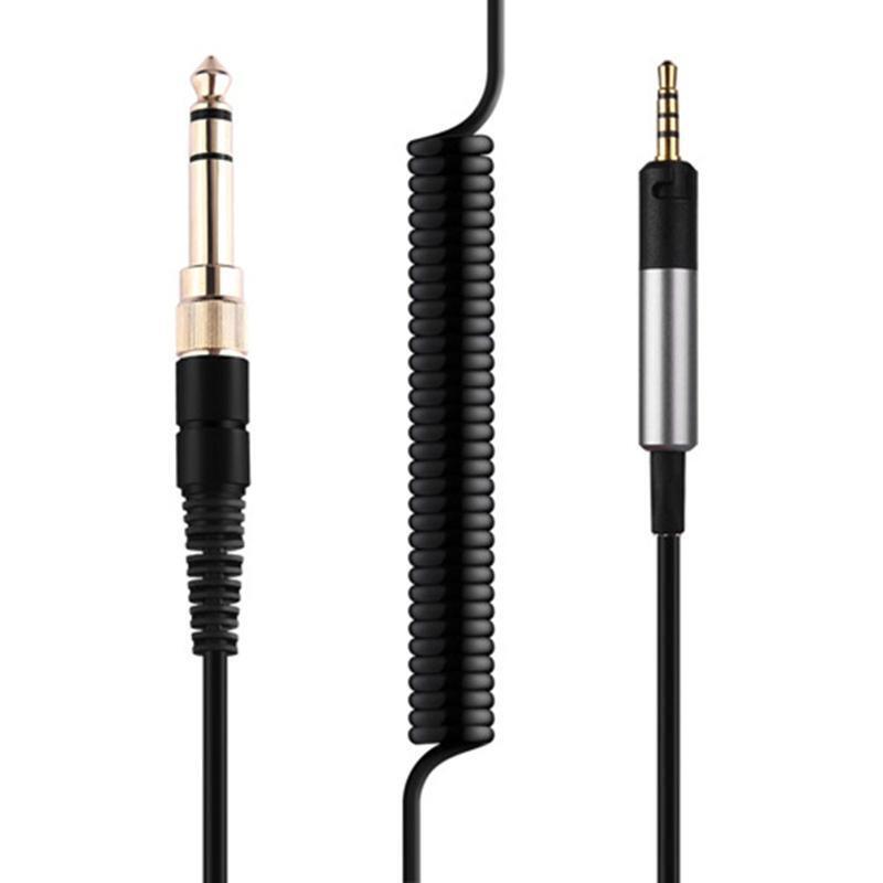 Coiled Audio Cable 2.5 to 3.5mm Cord 6.35mm Adapter for HD598 HD518 HD558 HD599