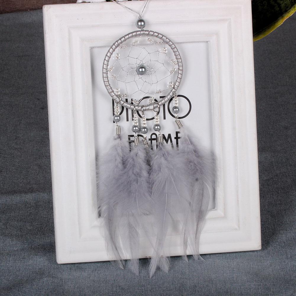 Beads Feathers Handmade Dreamcatcher Dream Catcher Net Home Decor (Grey)