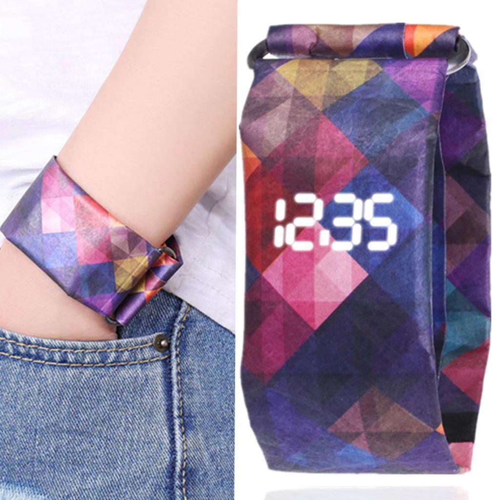 Women Ladies Men Kids Digital LED Waterproof Paper Sport Wrist Watches Gift