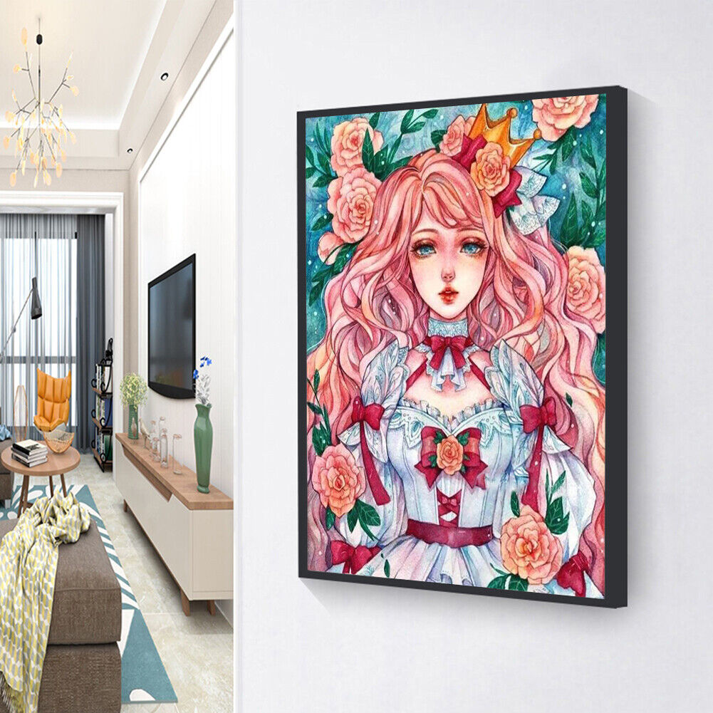 Girl Flowers 5D DIY Full Drill Diamond Painting Rhinestone Wall Art (DM293)