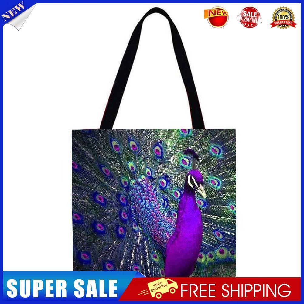Peacock Printed Shoulder Shopping Bag Casual Large Tote Handbag 40*40CM