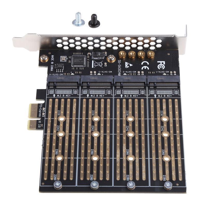 M.2 (B Key) Sata NGFF SSD to PCIE for 2280/60/42/30 to 4 Ports PCI-e X1 Riser