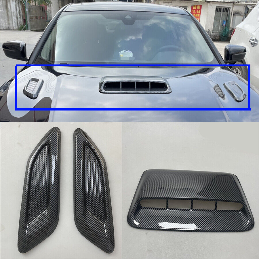 Glossy Carbon Fiber Color ABS Plastic Car Air Flow Intake Hood Scoop Vent Bonnet
