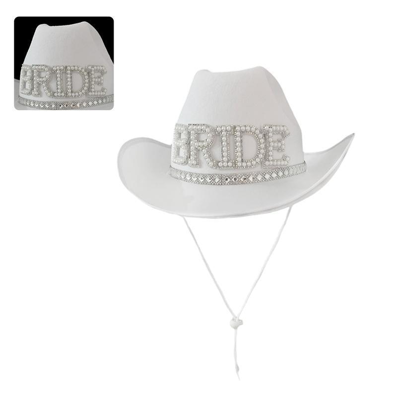 Creative Bride Letter Cowgirl Hat Wide Brim Western Style Comfort for Wedding