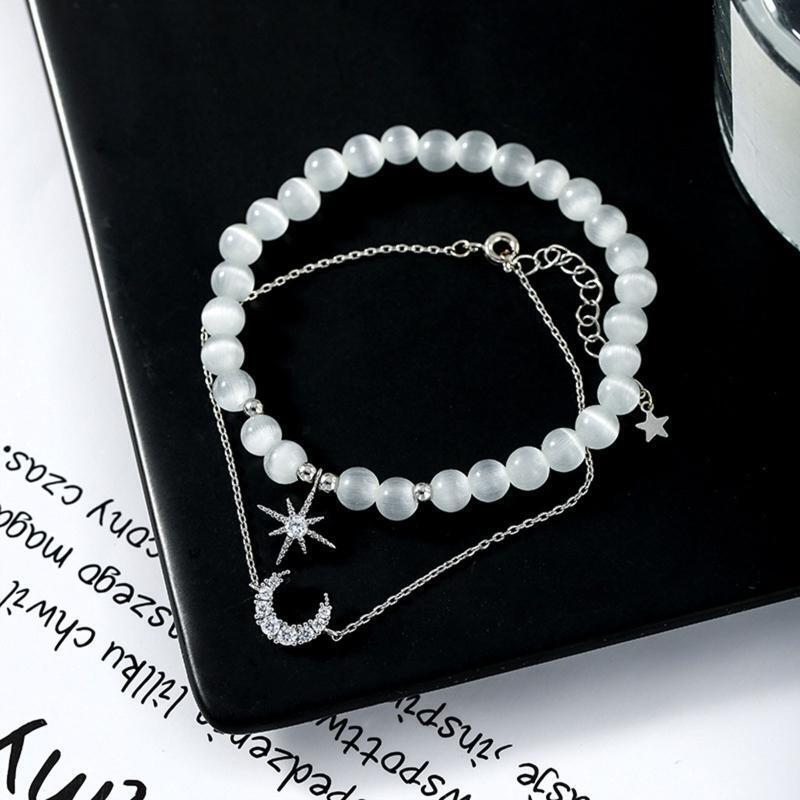 2x Star Moon Beach Bracelet for Women Girls Chain Beaded Wirstband Jewelry