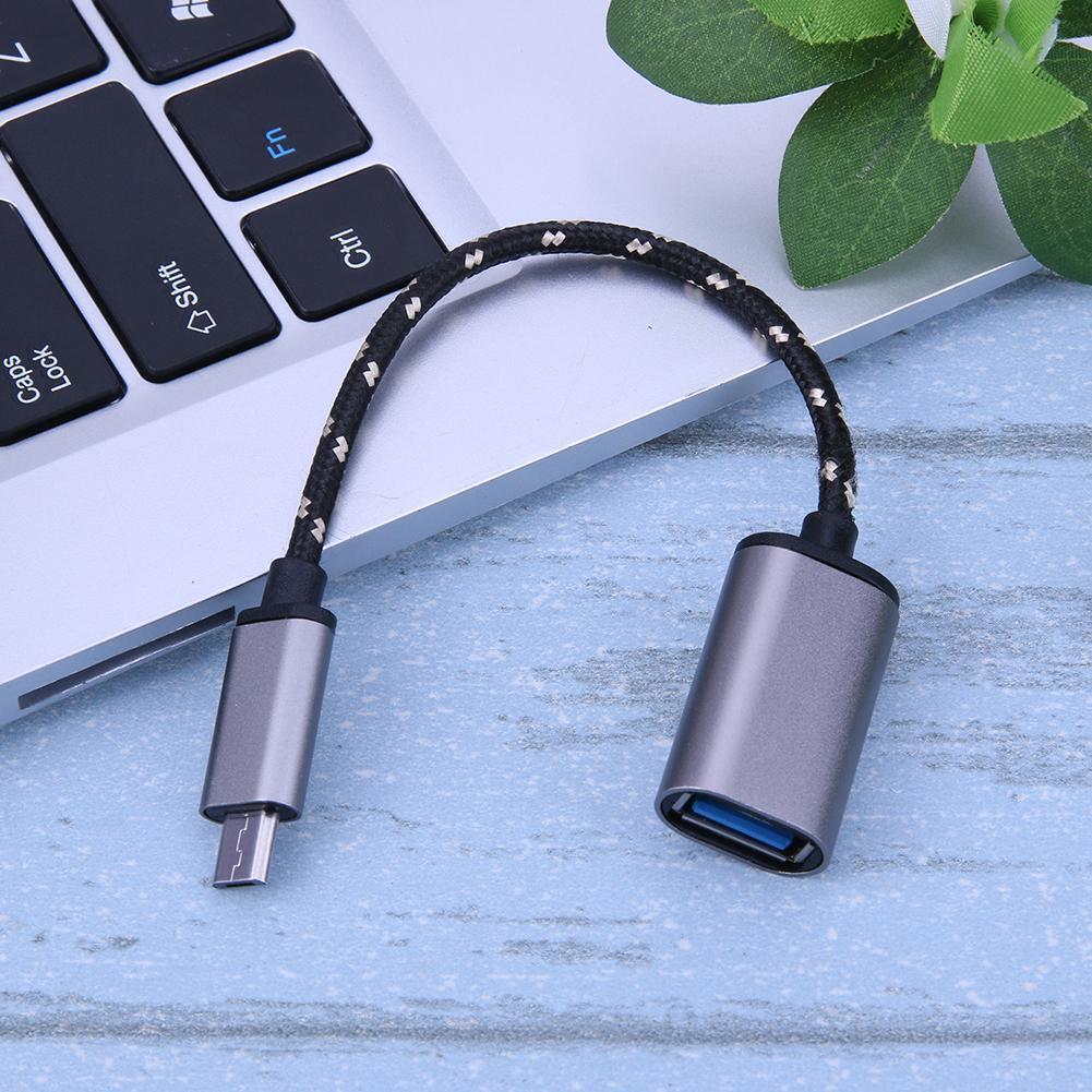 6.9inch Braided Alloy Micro USB Male to USB Female OTG Adapter Cable