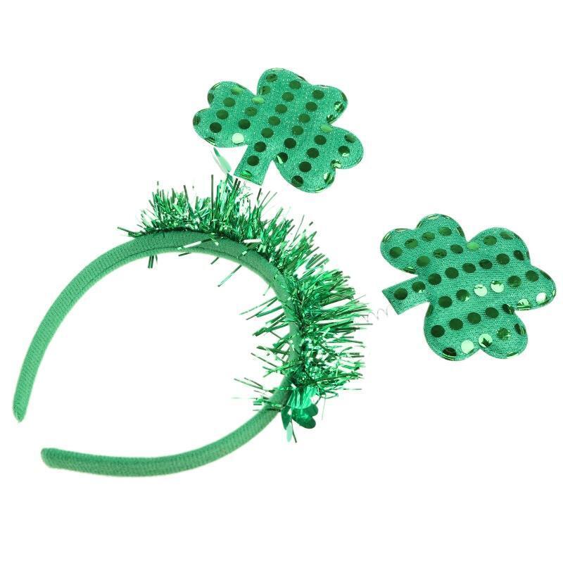 Saint Patrick's Day Hairband Glitter Shamrock Headband Head Bopper Photo Props