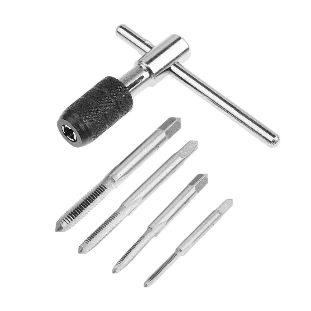 New 5Pcs/set Screw Thread Taps Drill Bits Kit With Wrench Woodworking Hand Tools