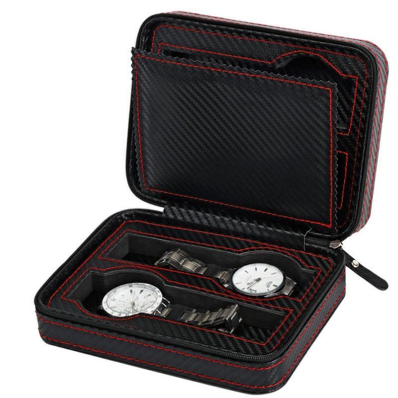 4 Slots Leather Watch Storage Bag Luxury Travel Watches Display Box Zipper Case