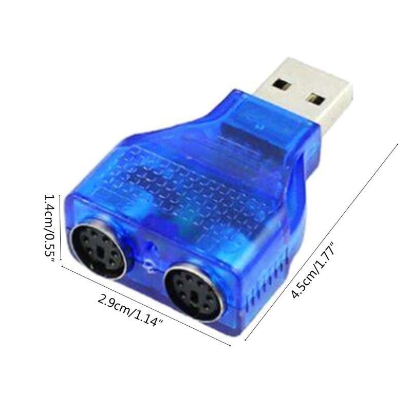 Blue with Chip for your PS/2 Keyboard/ Mouse USB 2.0 To PS 2 Converter Adapter