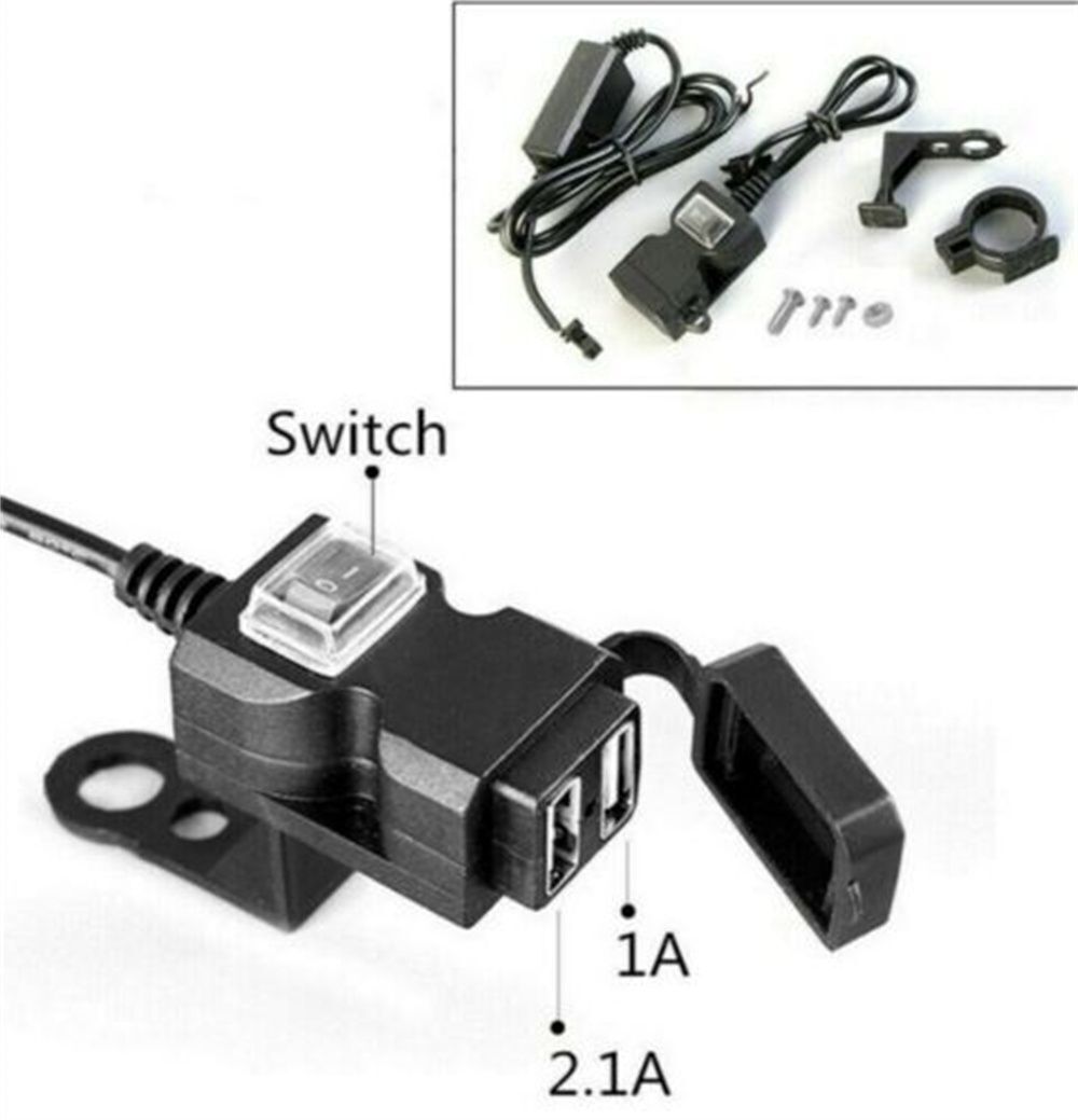 Switch Dual Port Motorcycle Accessories Power Adapter Motorcycle Charger Socket