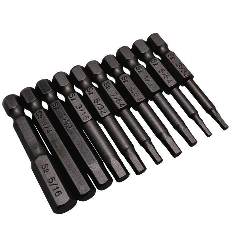 10PCS Black Magnetic Hexagon Screwdriver Bits S2 Steel 1/4 Inch Hex Shank Screw