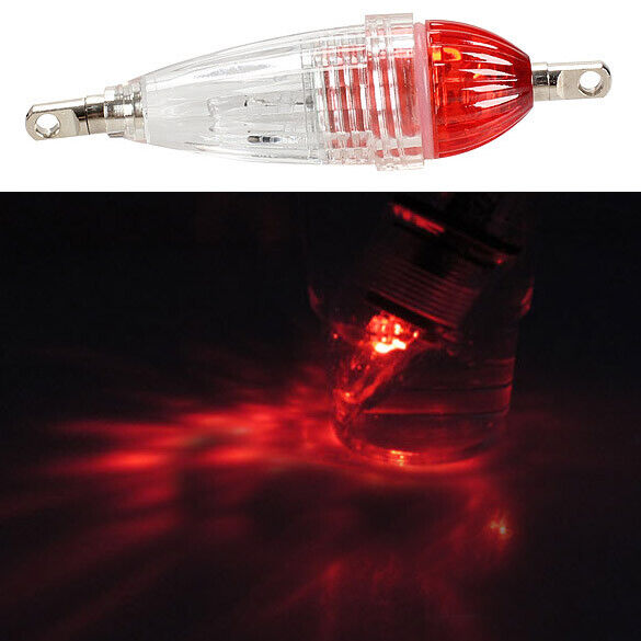 Mini LED Deep Drop Underwater Fishing Squid Fish Lure Light Red Lamp